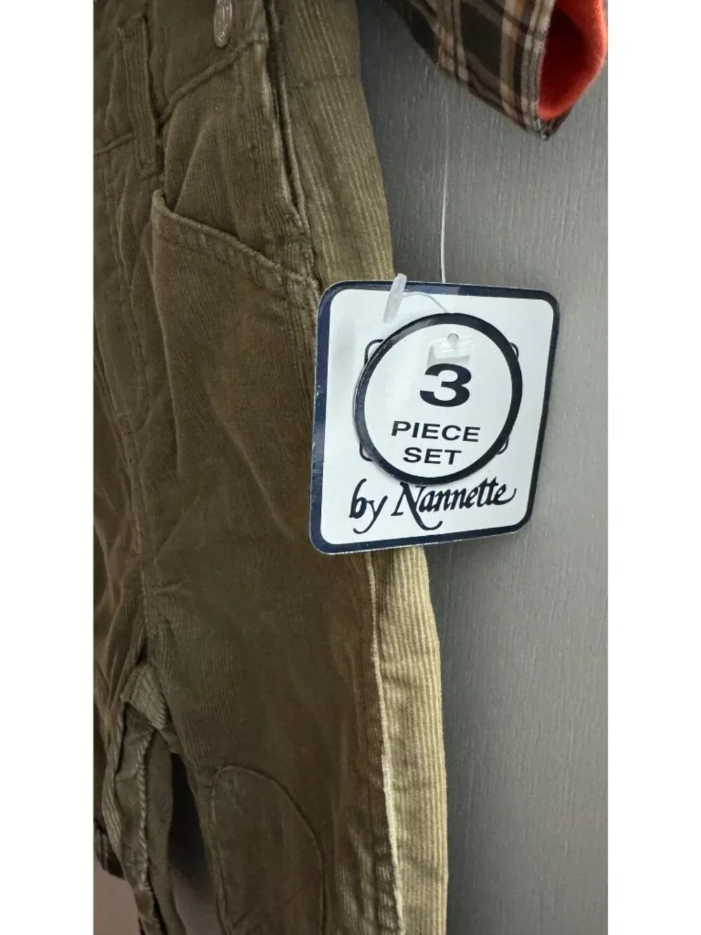 Nanette Baby Boys Z Wear 3-Piece Gone Fishing Corduroy Overalls Set Size 6-9M